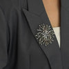 KunJoe Exaggerated Metal Snowflake Brooch Women Charm Gold Color Geometry Line Personality Suit Pins Clothing Accessory Jewelry - Image 1