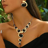3pcs Elegant Vintage Jewelry Set for Women Sparkling Rhinestones Necklace Shiny Crystal Choker Bridal Wedding Earrings Party - Image 1