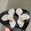 Vintage White Enamel Large Flowers Metal Stud Earrings for Women European American Personality Wedding Romantic Jewelry Gifts - Image 3