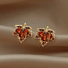 Red Gem Maple Leaf Stud Earrings for Light Earrings Retro Simple Crystal Earrings Jewelry Gift - Image 3