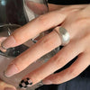 Silver Unique Oval Big Simple Ring For Women Jewelry Finger Adjustable Open Vintage Ring For Party Birthday Gift - Image 5