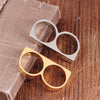 Punk Women/Men Two Fingers Rings Personality Hip Hop Stainless Steel Brass Knuckles Ring Jewelry - Image 1