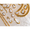 Stainless Steel Gold Plated Baroque Pearls Jewelry Set Wedding Party Necklace Ring Bracelet - Image 5