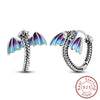 Silver Hoops Earrings Colorful Flower Butterfly Bee Drop Earring For Women Birthday Party Jewelry Gifts - Image 38