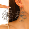 1 Pair Vintage Exaggerated Hollow Flower Metal Earrings For Women, Elegant Geometric Woven Drop Dangle Ear Jewelry - Image 7