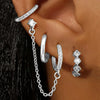 4PC Chain Huggie Earring Set For Women Flower Tragus Hoop Earrings Bulk Cartilage Piercing Helix Jewelry Lobe Earing Lot - Image 7