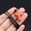 Charm Natural Semiprecious Stone Cross Shape Crystal Tiger Eye Agate Pendant Necklace Jewelry Gift for Women 25x18mm - Image 41