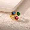 Gemstone Flower Stainless Steel Rings Zircon Adjustable Ring Women Wedding Anti Fading Jewelry Vacation Accessories Gift - Image 8