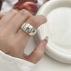 Silver Rings For Women Geometric Jewelry Finger Adjustable Retro Strip Ring For Party Birthday Gift - Image 6