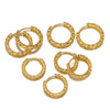 6pcs Stainless Steel Round Embossing Ear Rings Pvd Gold Plated Korean Earrings Hoops Earring for Women Female Girls Metal - Image 3