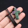 Charm Natural Semiprecious Stone Cross Shape Crystal Tiger Eye Agate Pendant Necklace Jewelry Gift for Women 25x18mm - Image 33