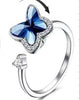 Rose Flower Rotating Ring For Women Spinner Fidgets Heart Charm Adjustable Open Rings Star Moon - Image 16