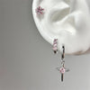 1pcs Shiny Zircon Cross Earrings for Women Stainless Steel Ear Bone Nail Ear Accessories - Image 1