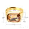 Rectangular Cubic Zirconia Stainless Steel Ring in Multiple Stone Colors - Image 2