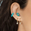 Stainless Steel Huggie Hoop Earrings with Colored Stone Details in Two-Piece Sets - Image 4