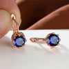 Cute Female Crystal Blue Round Stone Earrings Simple Crown Rose Gold Color Bride Jewelry For Women - Image 1