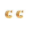 Stainless Steel Gold Plated Half Circle Wide Thick Gold Silver Mixed Color Stud Earrings Jewelry - Image 8
