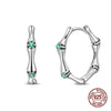 Silver Earrings Green Serpentine Snake Gem Bamboo Joint Hoop Earring For Woman Classic Party Jewelry Lucky Gift - Image 8