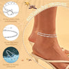 Silver Ankle Bracelets for Women Dainty Layered Ankle Chains Beaded Rope Link Beach Anklets Set - Image 4