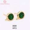 (2607) 4MM 6MM 7MM 8MM Gold Color Brass with Zircon Hooks Hole Round Stud Earrings Pins Jewellery Accessories Wholesales - Image 9