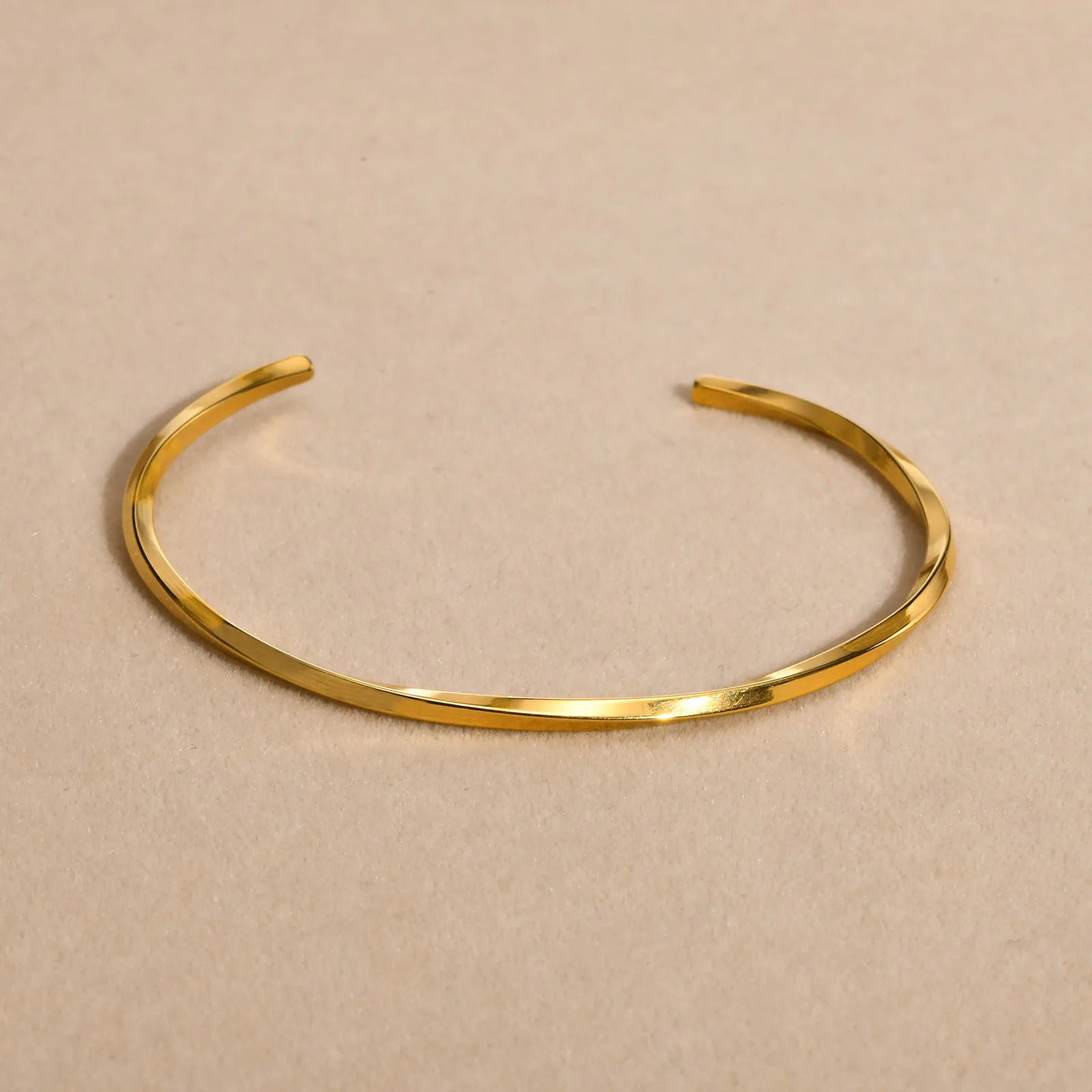 Chic Mobius Cuff Bangle Bracelets Women Men,Gold Color Thin 4MM Stainless Steel Twisted Wristband Gift Jewelry - Image 1