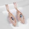 Rose Gold Color Flower Dangle Earrings for Women Square Colorful Zircon Accessories Daily Jewelry - Image 4