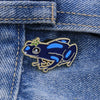 Dark Blue Frog Enamel Lapel Pin, Cute Amphibian Cartoon Metal Brooch Badge, Tiny Flower Head Punk Decor for Jackets - Image 2