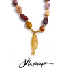 Stone Beads Chain Fish Pendant Necklace Ocean Series Stainless Steel Handmade Statement Jewelry Accessories - Image 1