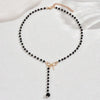 Imitation Pearl Tassel Y Necklace with Bow in Black or White - Image 5