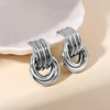 Stainless Steel Three-Layer Knot Earrings for Women Vintage Glossy Geometric Twisted Earrings Party Jewelry Gifts - Image 5