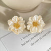 White Acrylic Flower Women's Stud Earrings Folded Florals Korean Sweet Petals Irregular Female Earrings - Image 7