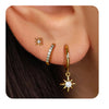 Star Flower and Bow Hoop Earring Set with Crystal Accents in Gold-Tone or Silver-Tone - Image 26