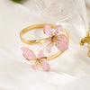 Elegant Enamel Flower Open Cuff Bracelet For Women Gold Plated Metal Pink White Blue Floral Bangles Beach Party Vacation Jewelry - Image 20