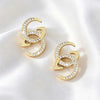 Rhinestone Interlocking Letter Earrings Double CZ Stud Earrings For Women Bridal Bridesmaid Wear - Image 4