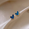 Vintage Heart Shaped Blue White Love Stud Earrings Female Temperament Niche Earrings Retro Little Peach Heart Ear Jewelry - Image 10