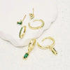 6PCS Green Tragus Huggie Earring Set For Women Fahion Square Crystal Cartilage Hoop Earring Shiny Helix Piercing Lobe Jewelry - Image 3