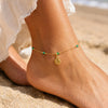 Bohemia Green Crystal Conch Tropical Fish Charms Tassel Anklet for Women Gold Plated Summer Holiday Foot Jewelry - Image 7