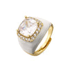 HECHENG,Multicolor Enamel Dripping Oil Zircon Open Ring For Women Adjustable Gold Plated Chunky Finger Rings Gift - Image 3