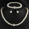 Pearl jewelry set Women's necklace earrings bracelet three-piece set for mother gift beautiful wedding photo accessories - Image 3