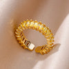 Cubic Zirconic Rectangle Open Rings For Women Men Gold Color Wedding Engaement Ring Design Jewelry Christmas Gifts - Image 10