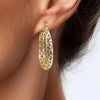 Vintage Golden Plated Hand Carved Hollow Hoop Earrings for Women Classic Daily Banquet Jewelry Accessories Crafts Gifts - Image 2