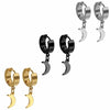 2pcs Women Men's Stainless Steel Dropping Earrings Black/Silver Color Star Moon Gothic Punk Rock Style - Image 2