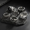 Black Pentagram Ring Set with Gothic Geometric Details - Image 4
