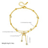 316L Stainless Steel White Rhinestone Flower Tassel DoubleLayer Anklet For Women Foot Chain Jewelry Holiday Gift - Image 2