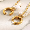 Pvd Plated Gold Color Pearl Tassel Chain Hoop Earrings Stainless Steel Elegant Style Women Jewelry Wholesales - Image 3