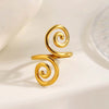 Stainless Steel Irregular Spiral Opening Ring for Women Simple Gold Color Geometric Hollow Adjustable Rings Jewelry - Image 5