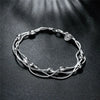 Silver Color Bracelet Necklace Jewelry Set Three Snake Chains With Silvery Oval Beads Olive Shape Wedding Charm Chain For Women - Image 4
