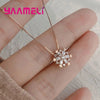 Silver Pendant Necklaces Shining Snowflake Crystal Zircon Necklace for Women Girls Wedding Party Jewelry Gift - Image 1