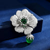 Light Rhinestone Camellia Flower Green Gemstone Brooches For Women Plant Blossom Pins Jewelry Party Suit Gift - Image 7