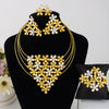 Silver Gold Color Hollow Shape Necklace Earrings Bracelet Ring Set for Women Exaggerated Design Jewelry Gift for Party - Image 3